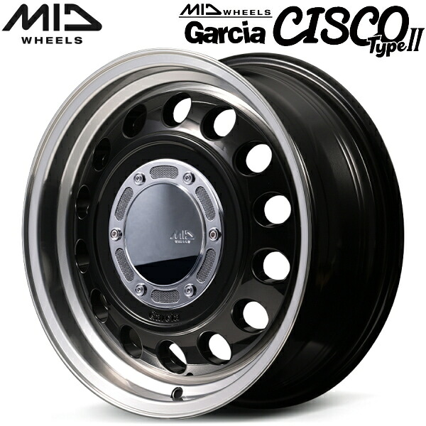 MID WHEELS Garcia CISCO Type-II ホイール1本価格 ブラック/リムポリッシュ6.5-16インチ 10穴/PCD108・114.3 インセット+40【代引不可】｜PartsDepot