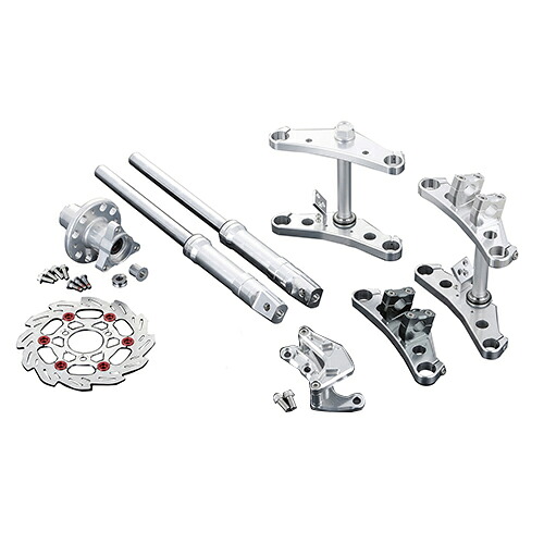 SHIFTUP(シフトアップ) ワイド208mm ステムφ27mm フロントフォークキット 4pods バーハンドル対応 ガンメタ 205387-19 バイク