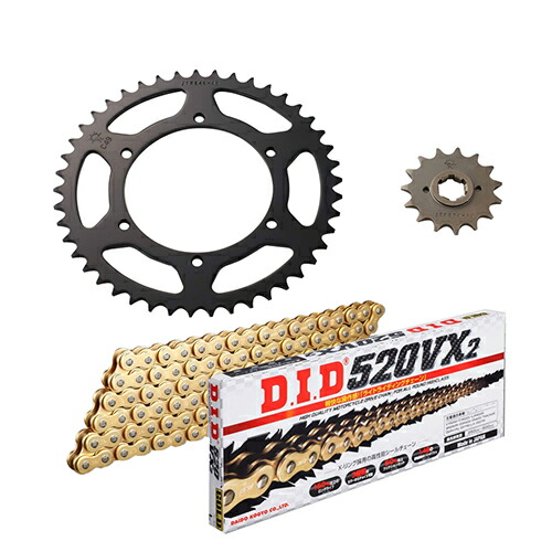 DID(大同工業) チェーン&前後スプロケット ゴールド 3点交換セット XJR400 DY-06G バイク 駆動系セット