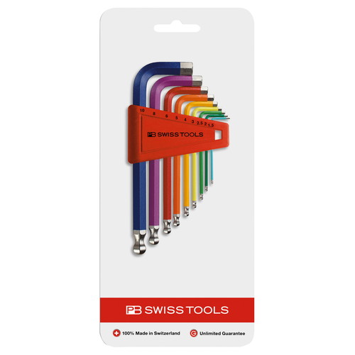 PB SWISS TOOLS ボール付レインボーレンチセット 212.H-10RBCN ハンドツール工具 六角レンチ|パーツダイレクト店