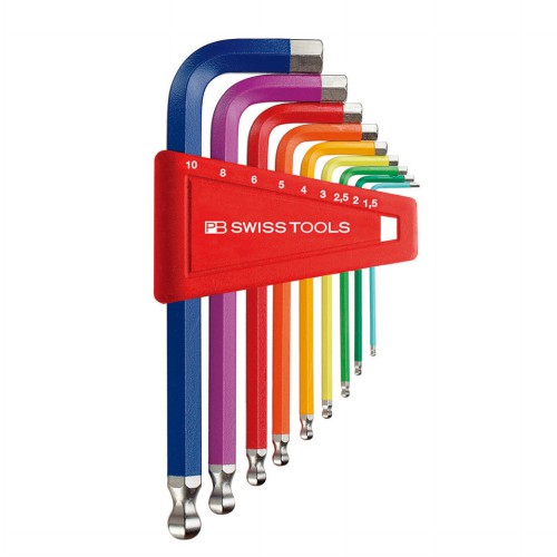 PB SWISS TOOLS 212H-10RB ボール付レインボーレンチセット パックナシ 212.H-10RB ハンドツール工具 六角レンチ｜パーツダイレクト店