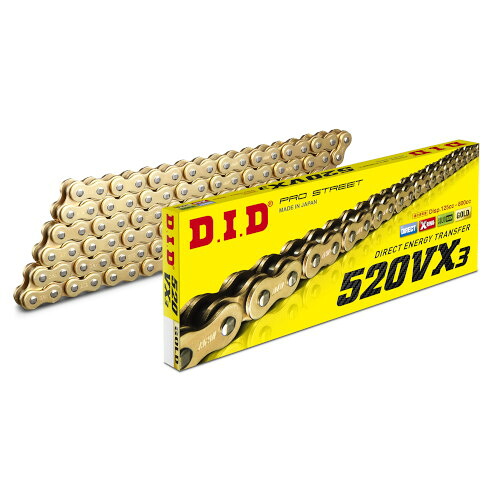 DID(大同工業) VXシリーズチェーン 520VX3-74L ZJ(カシメ) ゴールド DID520VX3-74ZJ G&G バイク