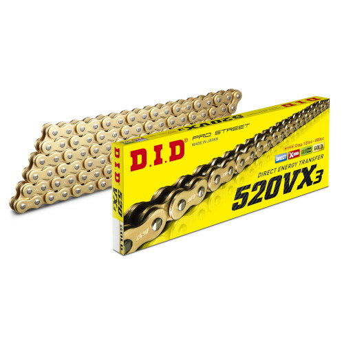DID(大同工業) VXシリーズチェーン 520VX3-134L ZJ(カシメ) ゴールド DID520VX3-134ZJ G&G バイク｜パーツダイレクト店 8,541円