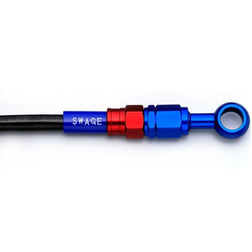 SWAGE-LINE フロントホースキット レッド&ブルー/ブラック 400X 16-17 SAFB0019 バイク ブレーキホース