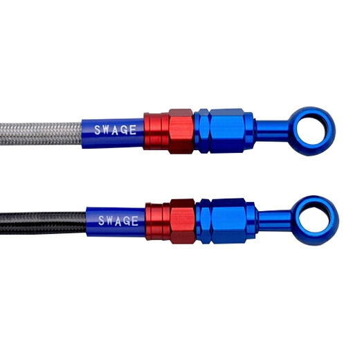 SWAGE-LINE フロント/クラッチセット レッド&ブルー/ブラック ZRX1200R/S/1100 97-08 SAWB684 バイク ブレーキホースブレーキホース・ケーブル