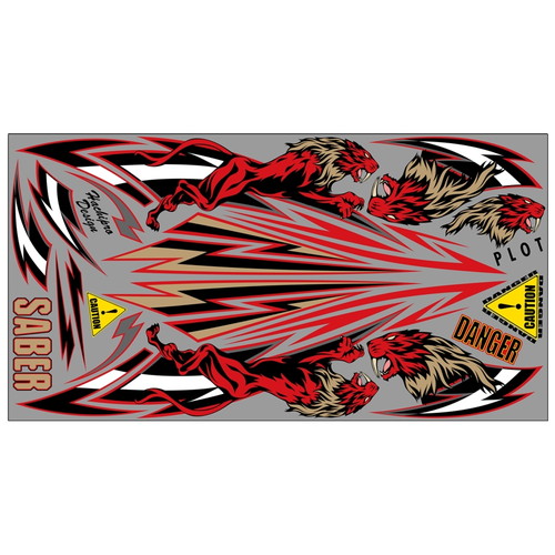 PLOT(プロト) デカール SABER R&G M 汎用 RED&GLD Mサイズ PDK202RG-M バイク