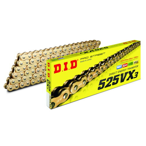 DID(大同工業) VXシリーズチェーン 525VX3-132L ZJ(カシメ) ゴールド DID525VX3-132ZJ G&G バイク|パーツダイレクト店