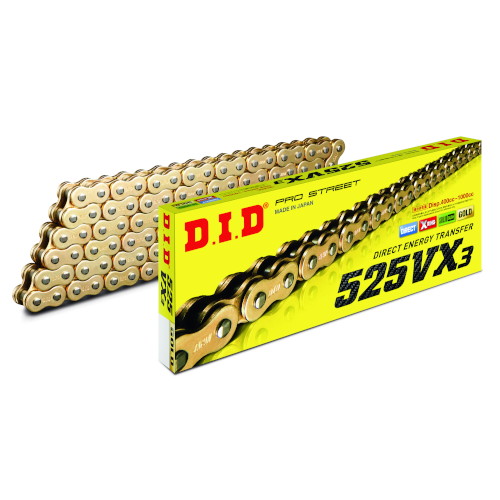 DID(大同工業) VXシリーズチェーン 525VX3-136L ZJ(カシメ) ゴールド DID525VX3-136ZJ G&G バイク｜パーツダイレクト店