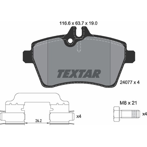 Textar(テキスター) 2407702 ブレーキパッド 自動車