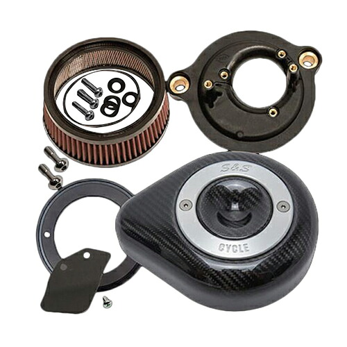 S&S CYCLE 022870 ステルスエアクリーナーキット カーボンティアドロップ 17y- M8 170-0498B バイク エアフィルター・エアエレメント|パーツダイレクト店