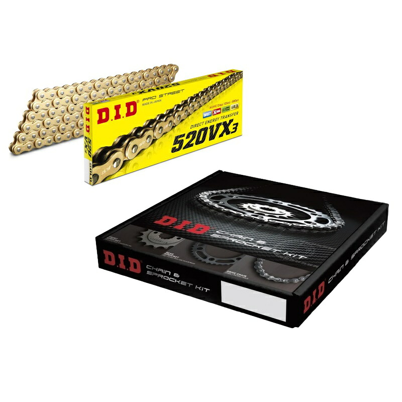 DID(大同工業) チェーン&前後スプロケット ゴールド 3点交換セット NINJA400/Z400 DK-14G バイク 駆動系セット