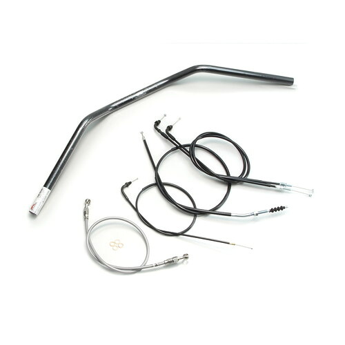 HURRICANE トラッカーLOW ハンドルセット ブラック H016-043B バイク ハンドルバー|パーツダイレクト店