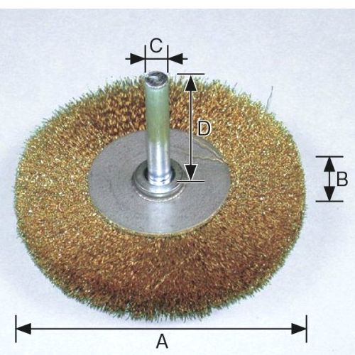柳瀬 BMF-100 軸付ホイールブラシ 真鍮 100×13×6×35mm 5個入 加工工具 軸付砥石・砥石|パーツダイレクト店