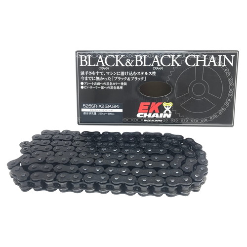 EKチェーン(江沼チェーン) SRXシリーズ 525SRX2-100L ブラック&ブラック MLJ(カシメジョイント) 525SRX2(BK/BK)-100L-MLJ バイク チェーン