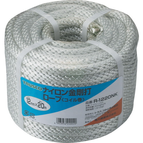 TRUSCO ナイロンロープ 金剛打 線径12mm×20m R1220NK 物流 梱包 倉庫