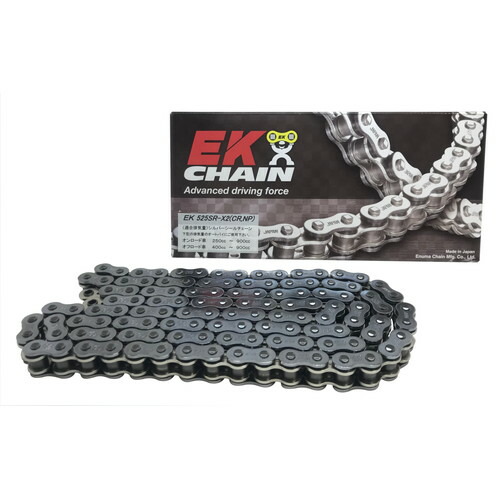 EKチェーン(江沼チェーン) SRXシリーズ 525SRX2-122L シルバー MLJ(カシメジョイント) 525SRX2(CR/NP)-122L-MLJ バイク チェーン｜パーツダイレクト店