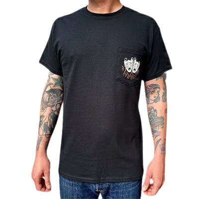 DICE MAGAZINE ポケットTシャツ DicE X 4Q ブラック XL バイク アンダー・インナーウェア