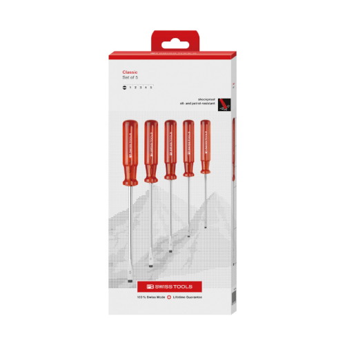 PB SWISS TOOLS マイナスドライバーセット 5本組(BOX) 1561.CBB ハンドツール工具