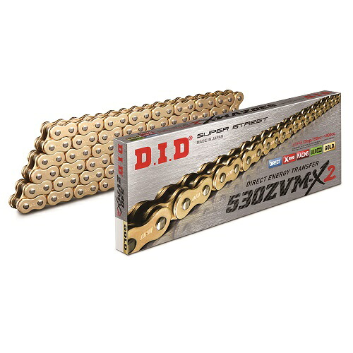 DID(大同工業) ZVM-X2シリーズチェーン 530ZVM-X2-104L ZJ(カシメ) ゴールド DID530ZVM-X2-104ZJ G&G バイク｜パーツダイレクト店