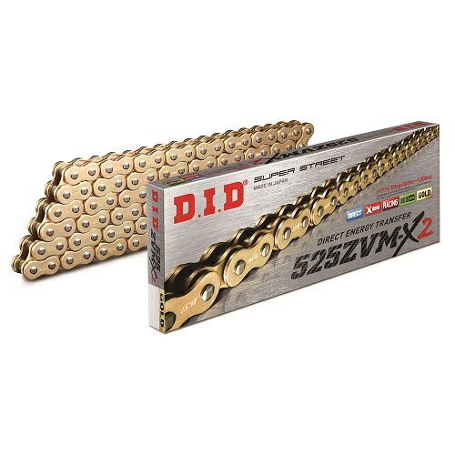 DID(大同工業) ZVM-X2シリーズチェーン 525ZVM-X2-142L ZJ(カシメ) ゴールド DID525ZVM-X2-142ZJ G&G バイク|パーツダイレクト店