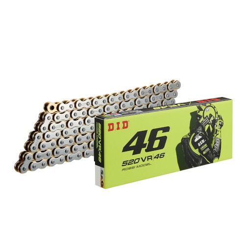 DID(大同工業) VR46コラボチェーン 525VR/46-112L ZJ(カシメ) シルバー&ゴールド DID525VR/46-112L バイク