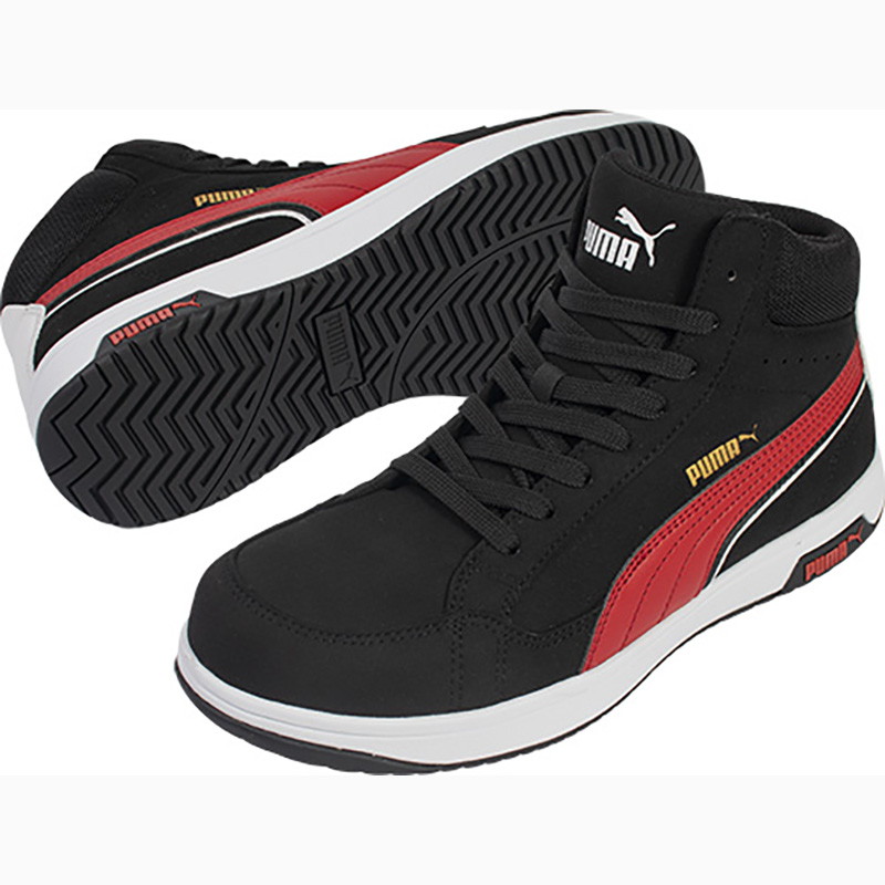 PUMA ヘリテイジ エアツイスト2.0 ブラック/レッド ミッド 26.0cm PUMA632100-260 作業 安全 保安 安全靴・作業靴・ワークシューズ