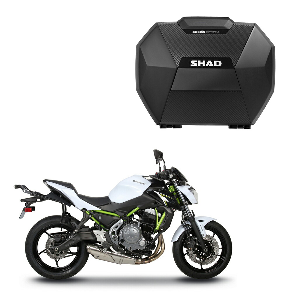 SHAD(シャッド) 【セット品】SH38X サイドケース カーボン+フィッティングキット Z650(16-26)/Ninja 650(17-26) バイク ステー｜パーツダイレクト店