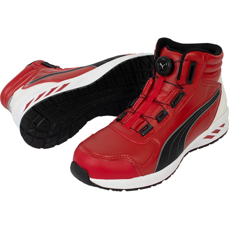 PUMA アスレチックライダー2.0 ディスク ミッドカット レッド/ブラック 26.0cm PUMA633580-260 作業 安全 保安 安全靴・作業靴・ワークシューズ
