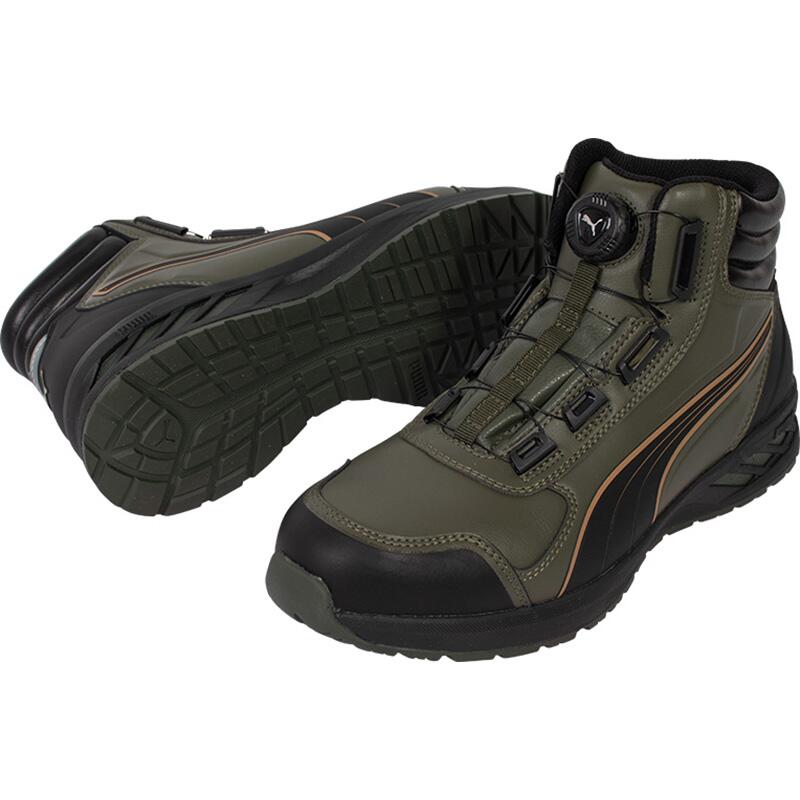 PUMA アスレチックライダー2.0 ディスク ミッドカット オリーブ 26.0cm PUMA633620-260 作業 安全 保安 安全靴・作業靴・ワークシューズ|パーツダイレクト店