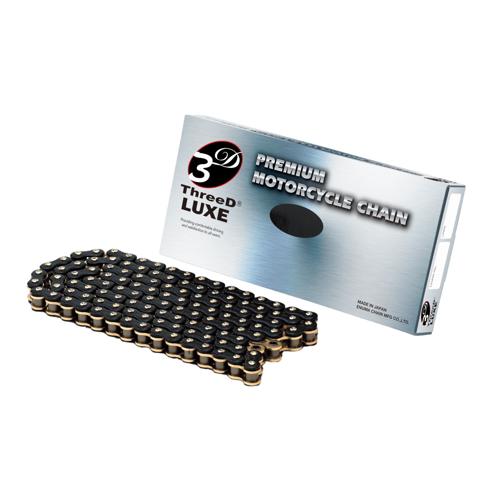 EKチェーン(江沼チェーン) ThreeD LUXEシリーズ 525L-116L ブラック/ゴールド MLJ(カシメジョイント) 525L(BK/GP)-116L-MLJ バイク チェーン