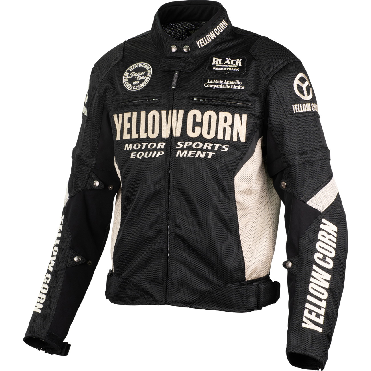 YeLLOWCORN YB-5102 メッシュジャケット ブラック/アイボリー LL バイク