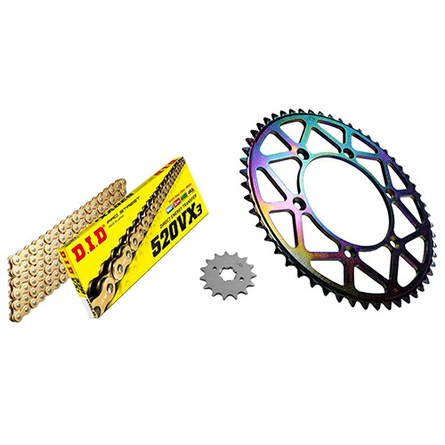 ADVANTAGE XAM&DID ドライブチェーン&前後スプロケットキット(タフライトスチール) ゴールド XTK014-G バイク 駆動系セット