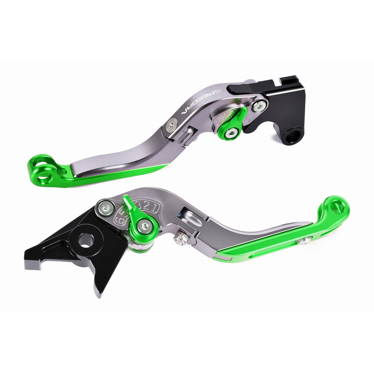 SPEEDRA アジャストレバー 可倒延長式(レバー/チタン アジャスター/グリーン エクステンション/シルバー) LVGG084TM-GNSR バイク
