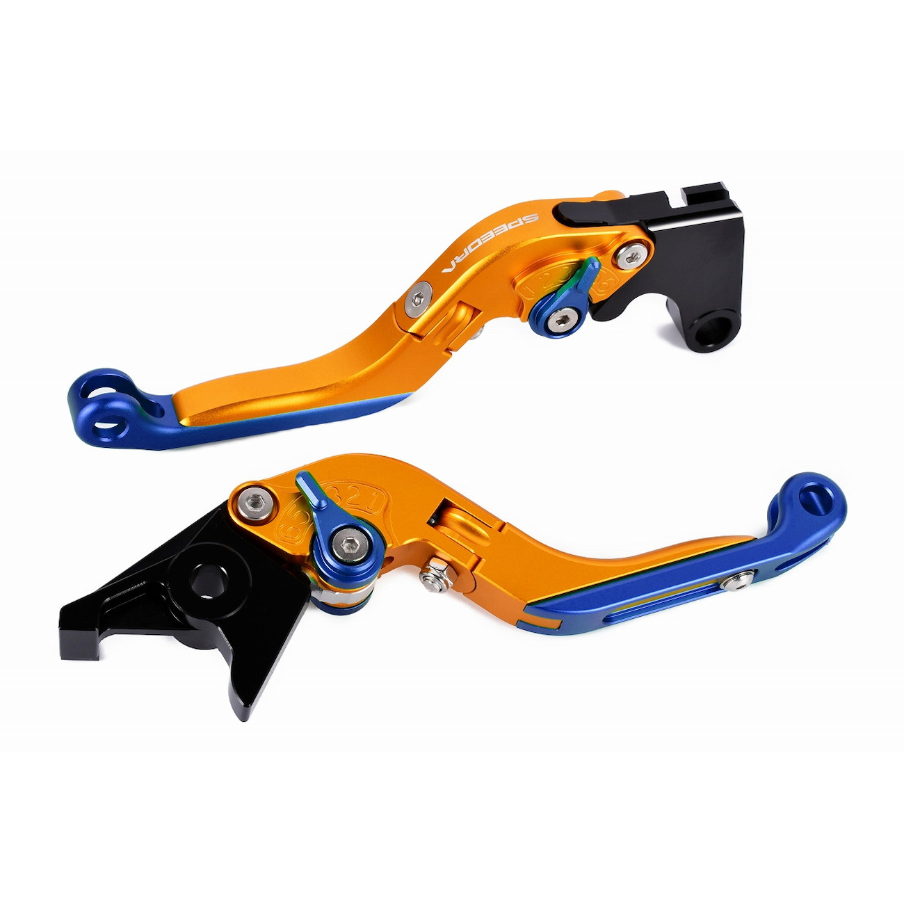 SPEEDRA アジャストレバー 可倒延長式(レバー/マットゴールド アジャスター/マットブルー エクステンション/マットブルー) LVGM089GD-BEBE バイク
