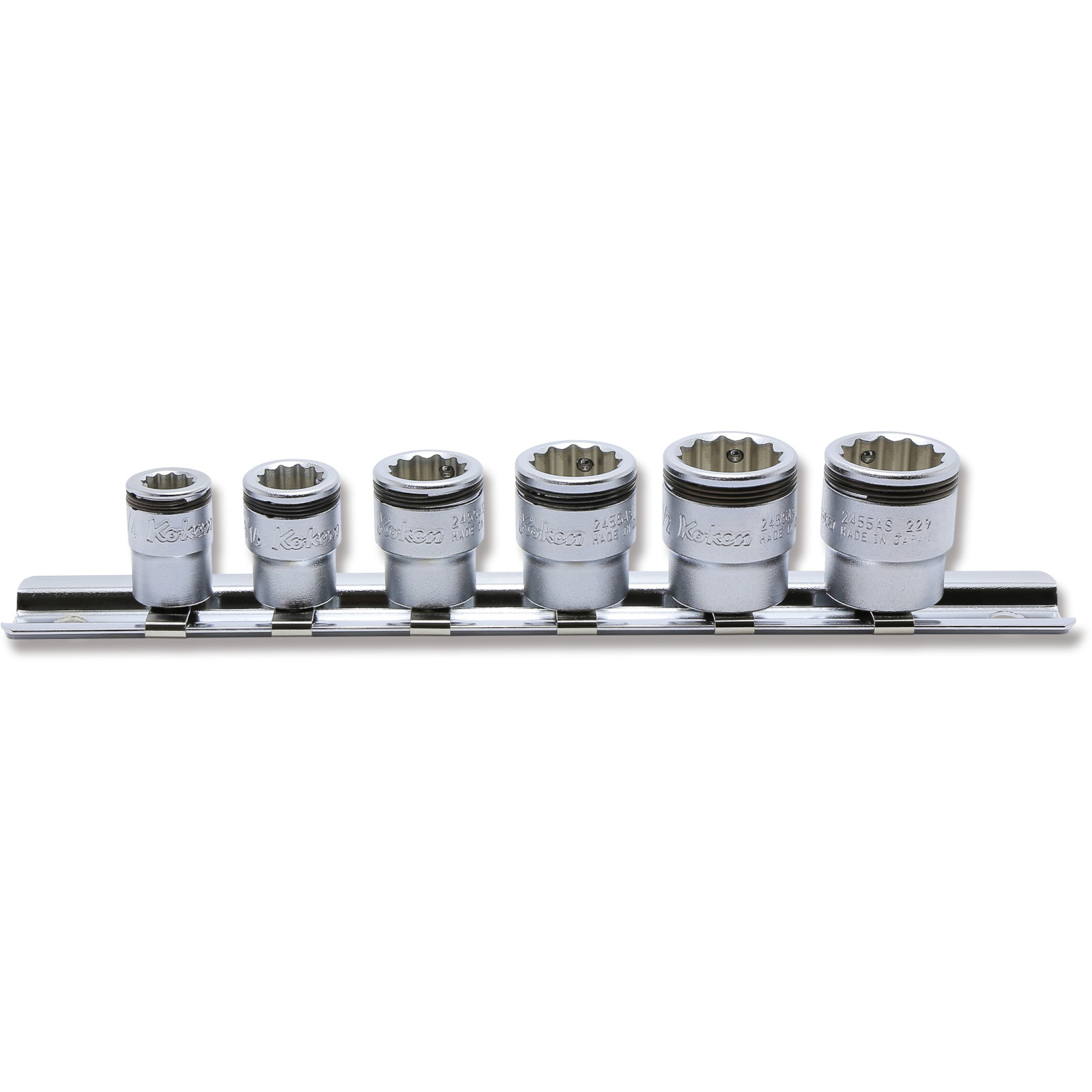 ko-ken 1/4(6.35mm)sq. 12角ナットグリップソケットレールセット 6ヶ組 RS2455AS/6 ハンドツール用ソケット・ビット