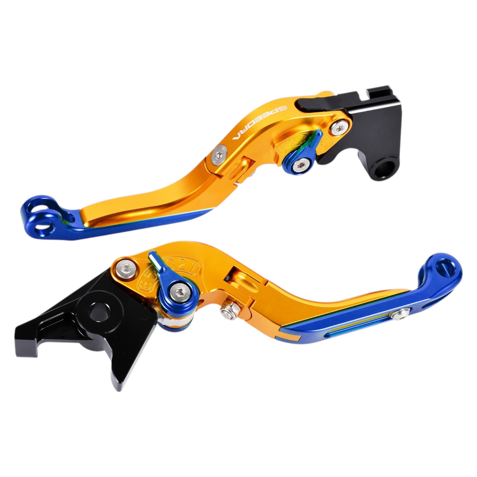 SPEEDRA アジャストレバー 可倒延長式(レバー/ゴールド アジャスター/ブルー エクステンション/チタン) YAMAHA用 LVGG091GD-BETM バイク