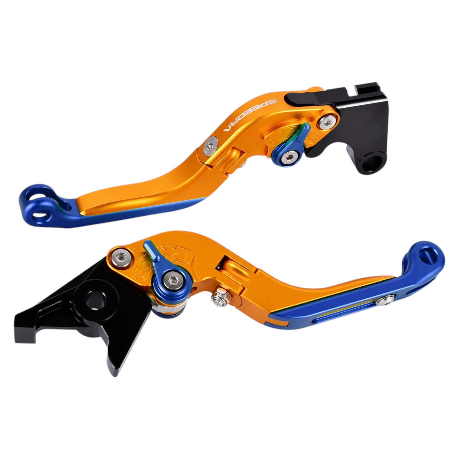SPEEDRA アジャストレバー 可倒延長式(レバー/マットゴールド アジャスター/マットブルー エクステンション/マットレッド) YAMAHA用 LVGM091GD-BERD バイク