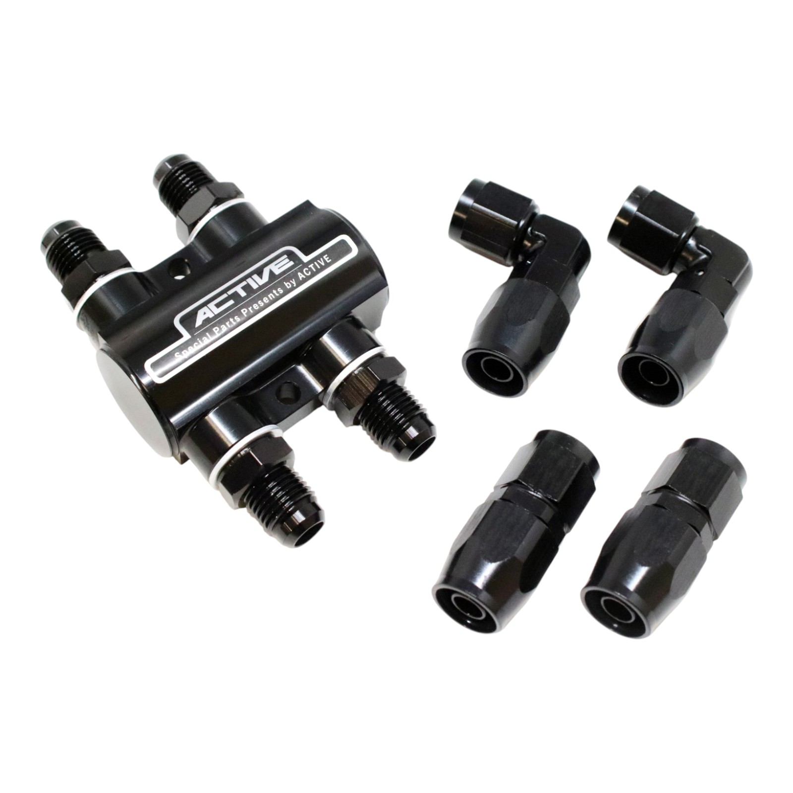 ACTIVE(アクティブ) サーモスタットキット #6 ブラック(ストレートフィッティング×2 / 90°フィッティング×2) AC1342516 バイク オイルクーラーパーツ|パーツダイレクト店