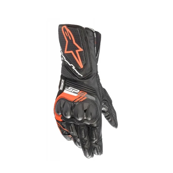 alpinestars(アルパインスターズ) SP-8 v3 LEATHER GLOVE ブラック/ネオンレッド L 3558321 バイク グローブ｜パーツダイレクト店