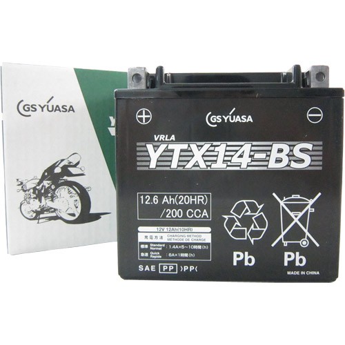 GSユアサ(ジーエスユアサ) バイク 密閉型MFバッテリー YTX14-BS YTX14-BS シャドー750、RVF750、VFR750K、アフリカツイン、X-4、ワルキューレ、FZR1000、XJR1200、スカイウェイブ650、SV1000、GSX1400、W650、バルカン800、GPZ1100、ZRX1100、ZX-12R\n※車名が同じ場合でも、