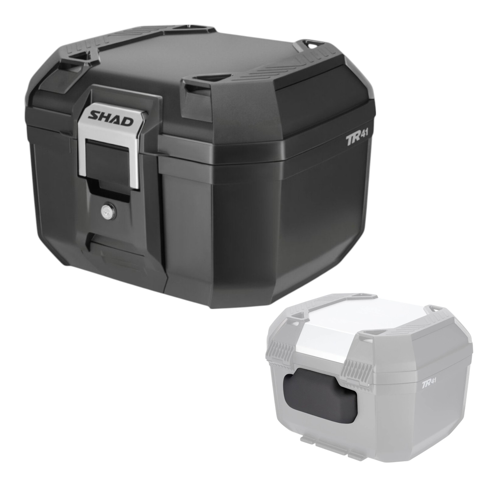 SHAD(シャッド) TERRA TR41 トップケース ブラック＋バックレスト(背もたれ) セット売り バイク リアボックス 大容量 通勤 通学 ツーリング ジェットヘルメット2個収納可能 汎用