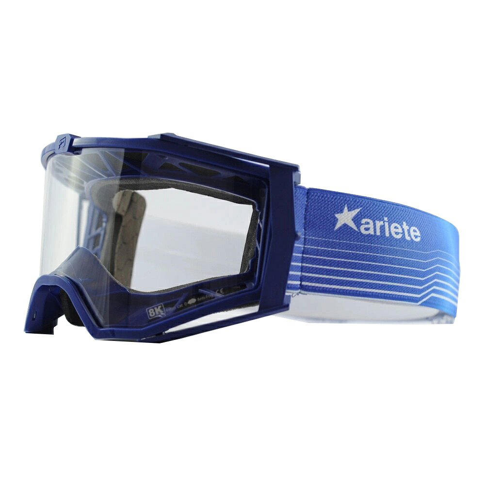 ariete 8K ユーロフィット ゴーグル シングルクリアレンズ ネイビーブルー/ブルー オフロードゴーグル バイク
