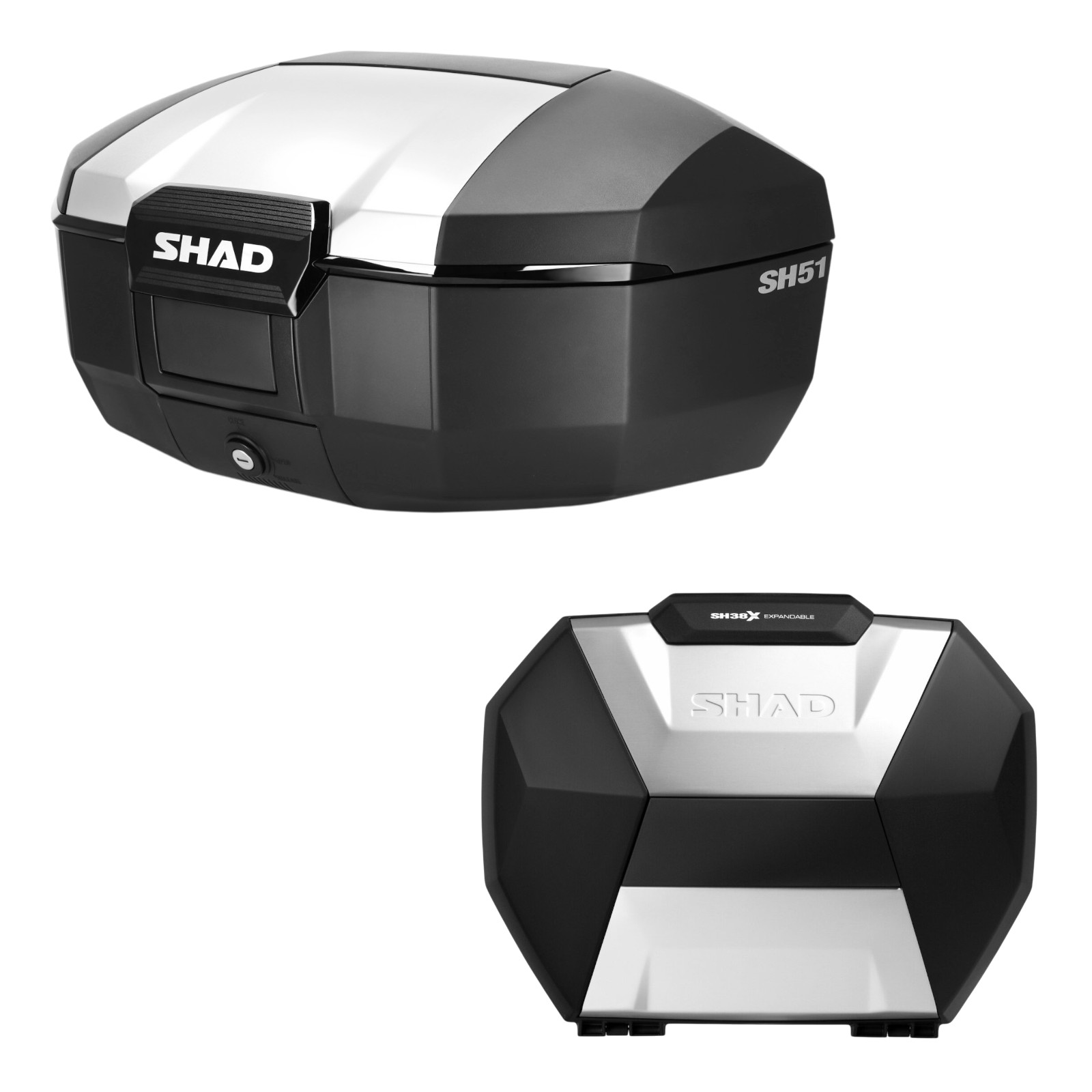 SHAD(シャッド) 【セット品】SH51 トップケース+SH38X サイドケース アルミパネル フルパニアセット バイク トップケース・リアボックス｜パーツダイレクト2