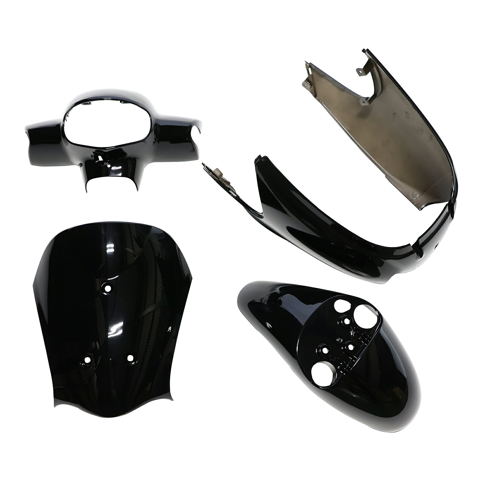 スズキ レッツ4 CA41A/CA45A/CA46A 外装 4点 カウル セット ソリッドブラック PFP