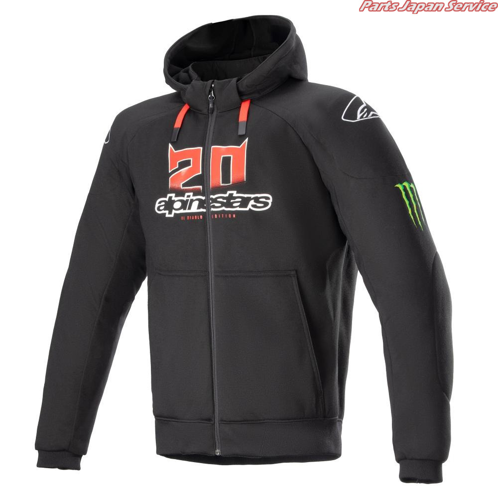 FQ20 CHROME IGNITION MONSTER HOODIE 1225BK WHITE BRIGHT RED L 4201623 アルパインスターズ