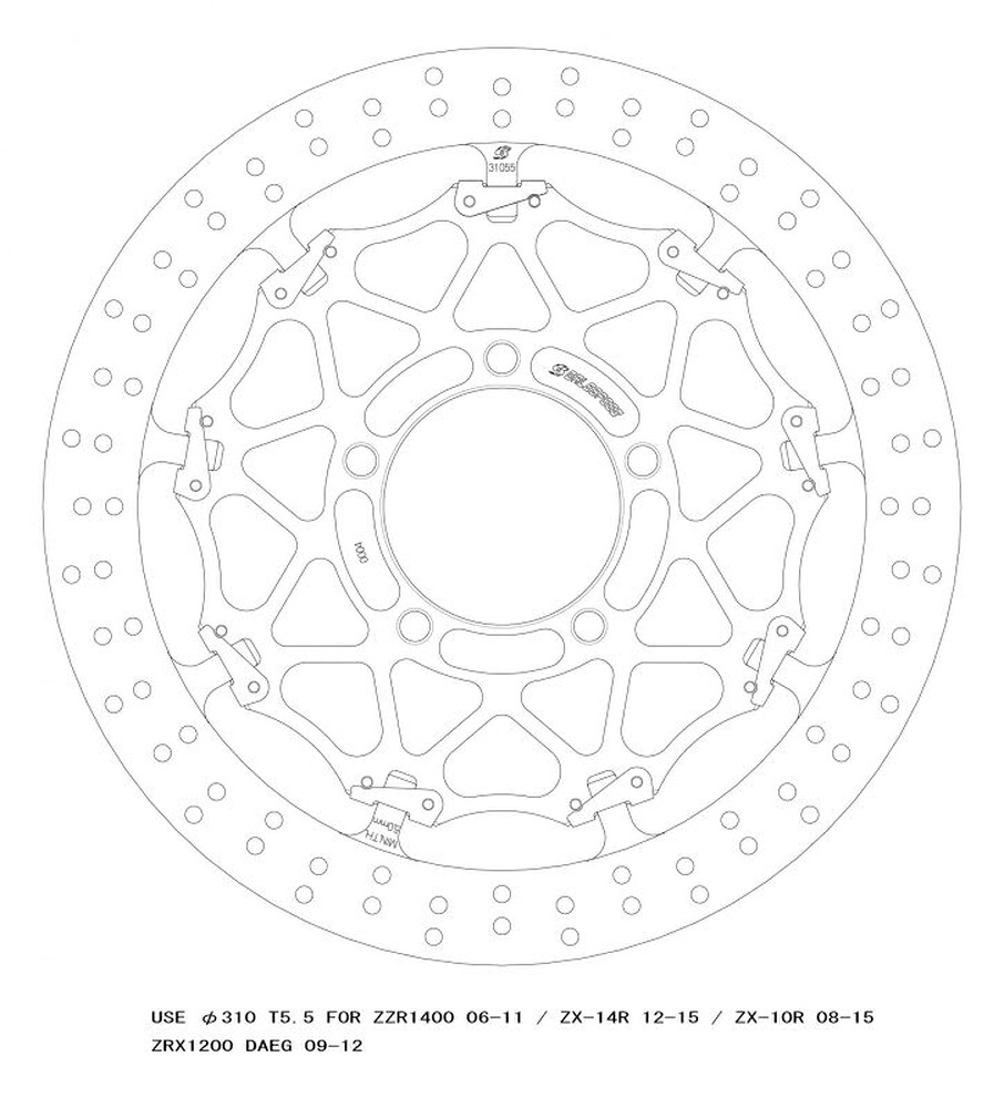 GALE SPEED ZX-14R/ABS/HIGH GRADE ZX-10R/ABS ZX-6R クロスロックディスクローター フロント 右 GSBDF0004R
