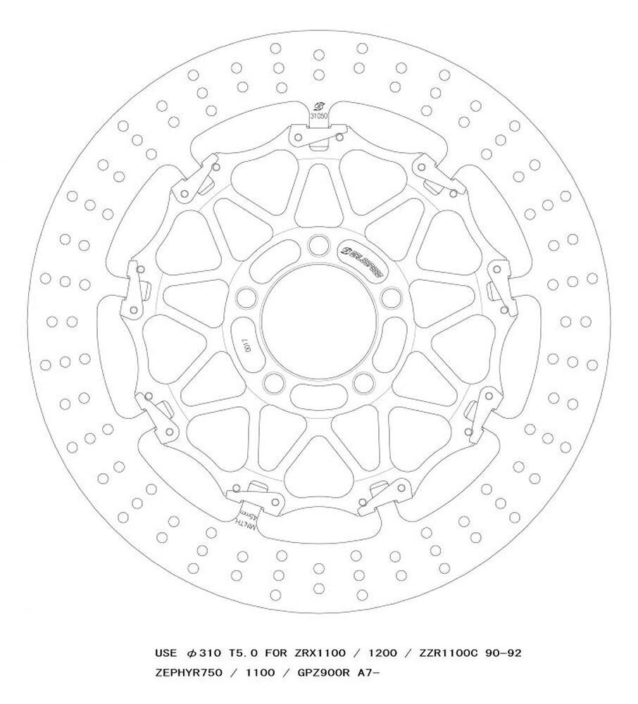 GALE SPEED ZRX1200R/S/1100 ZEPHYR1100 クロスロックディスクローター フロント 右 GSBDF0017R