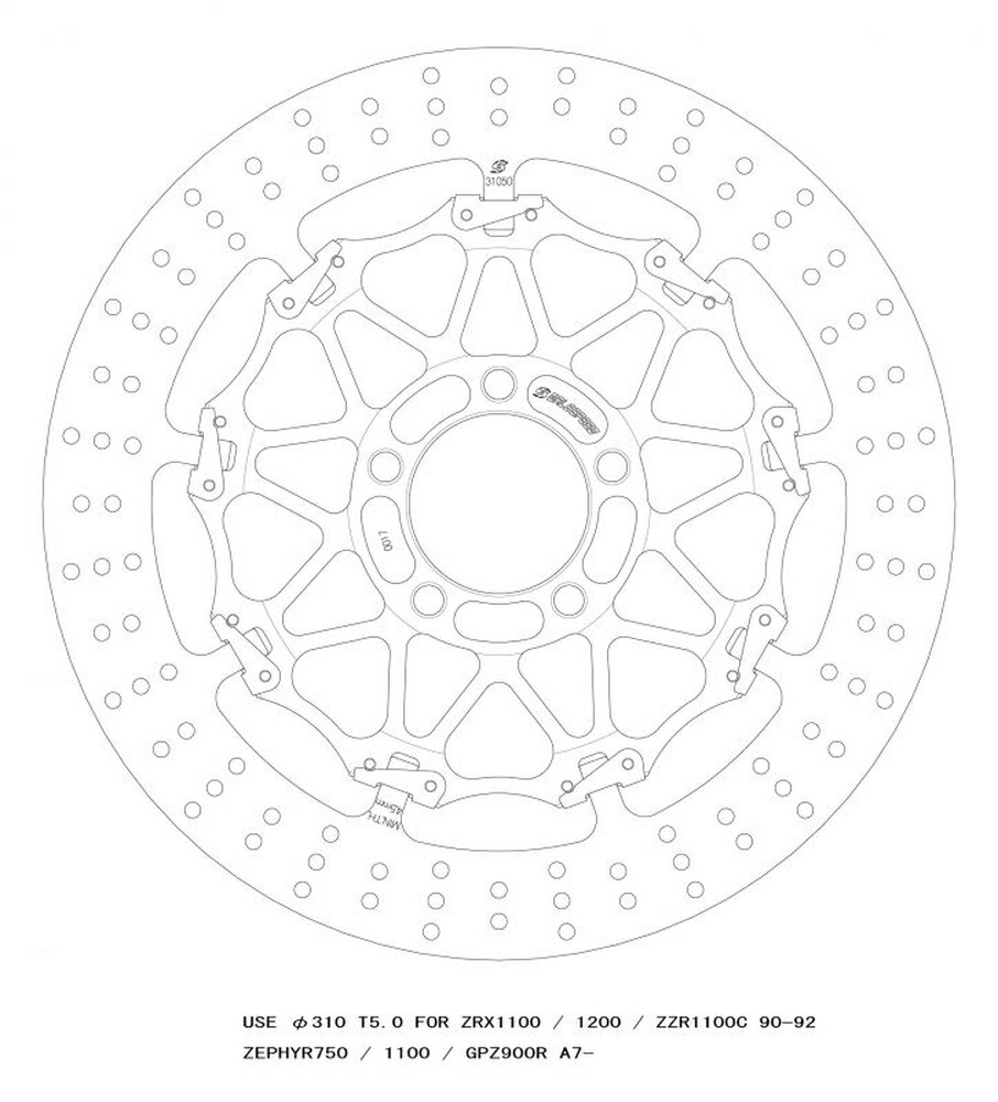 GALE SPEED ZRX1200R/S/1100 ZEPHYR1100 クロスロックディスクローター フロント 左 GSBDF0017L