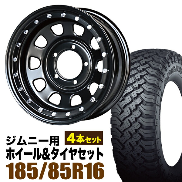 【4本組】まつど家 長男 鉄漢 6.0J -20 ブラック ＋ FALKEN WILDPEAK（ファルケン ワイルドピーク） M/T01 185/85R16 105/103L【送料無料】