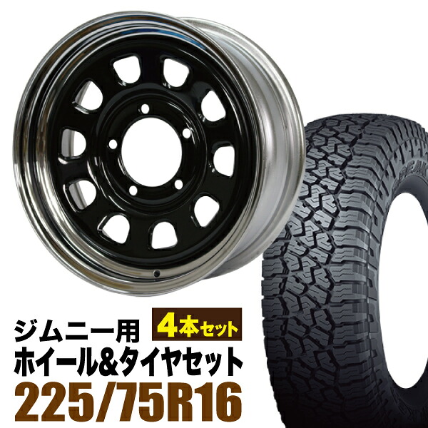 【4本組】まつど家 次男 鉄心 6.0J +20 ブラック+FALKEN WILDPEAK（ファルケン ワイルドピーク）A/T3W LT225/75R16 115/112Q【送料無料】